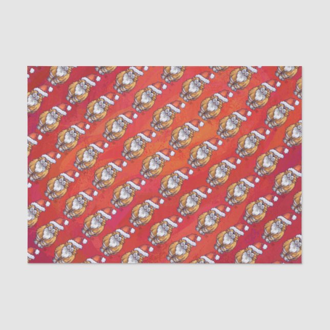 Papier Mousseline Ginger Chat Noël Sur Rouge (Recto)