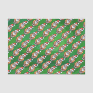 Papier Mousseline Ginger Chat Noël Sur Vert