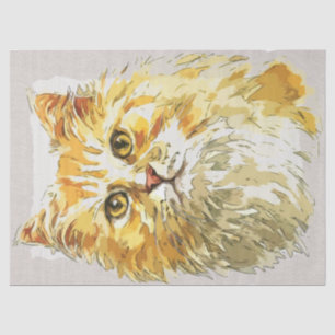 Papier Mousseline Ginger Longhair Cat Aquarelle Sketch