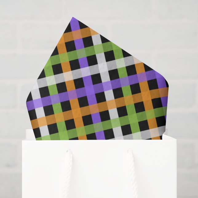 Papier Mousseline Gingham Halloween 1.2 (Sac cadeau)