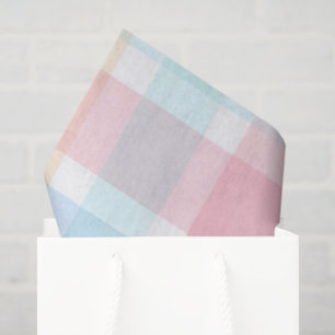 Papier Mousseline Gingham Pastel – Motif Aquarelle Douce