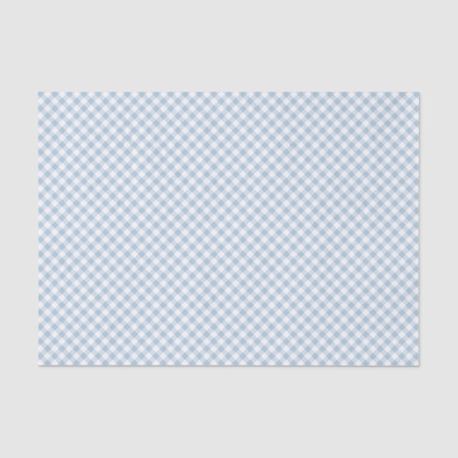 Papier Mousseline Gingham Petit Bleu Poussiéreux Pastel (Recto)