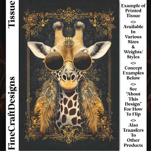 Papier Mousseline Girafe, Art Nouveau, Découpage filigrané or CM4
