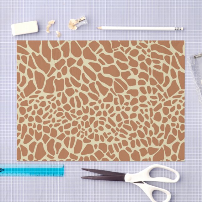 Papier Mousseline Girafe Brun Caramel Beige Impression Découpage (Artisanat)