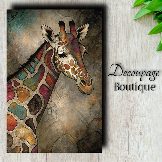 Papier Mousseline Girafe en mosaïque découpée (Mosaic Giraffe Decoupage Tissue Paper)