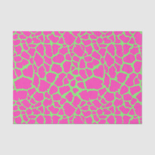 Papier Mousseline Girafe Motif rose et vert