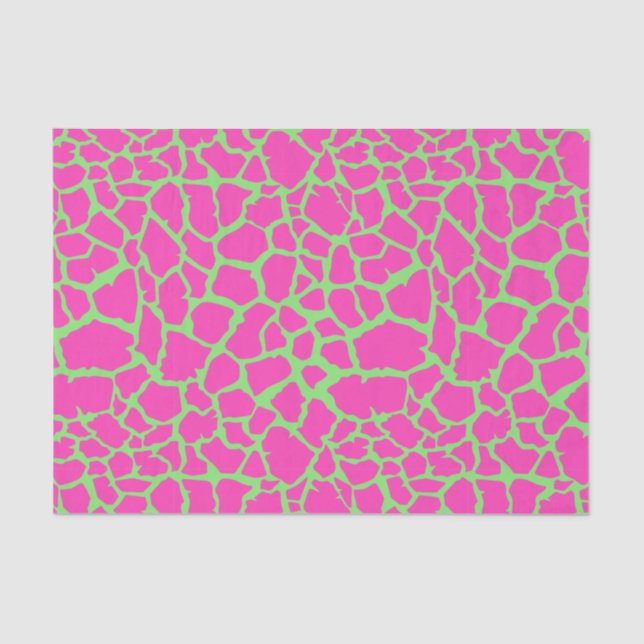 Papier Mousseline Girafe Motif rose et vert (Recto)
