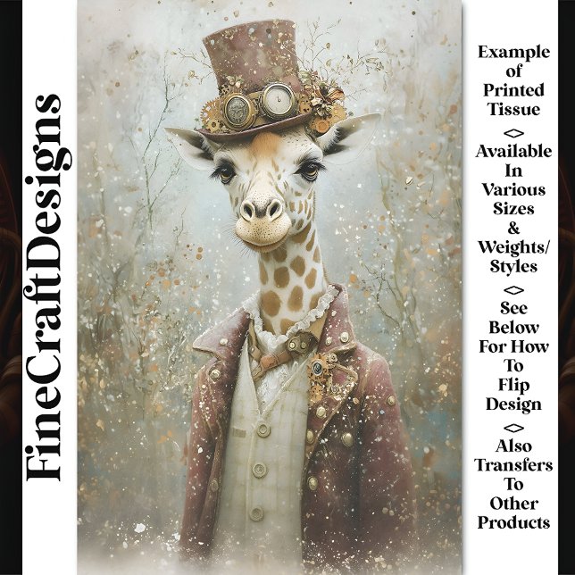 Papier Mousseline Girafe Steampunk Victorienne, Haut-de-forme CA4 Dé (Créateur téléchargé)
