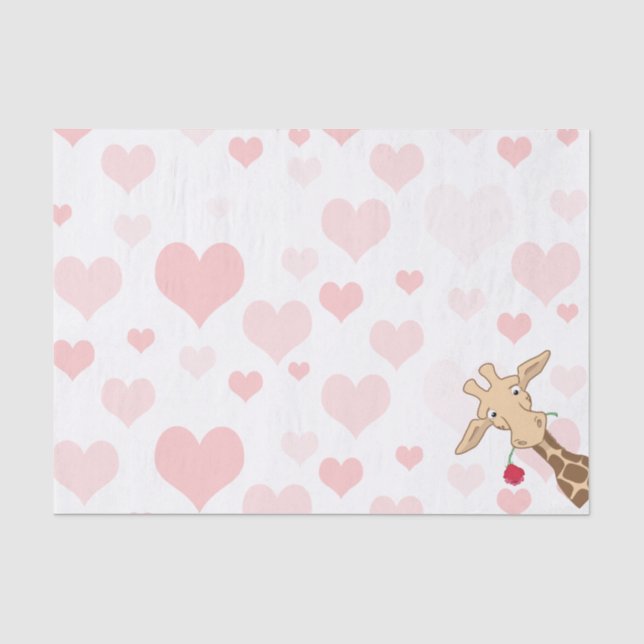Papier Mousseline Girafe tenant un rose (Recto)