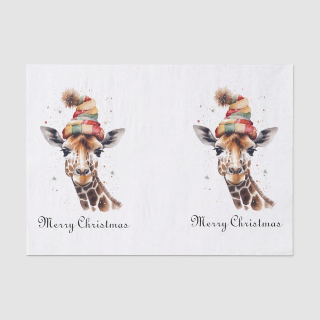 Papier Mousseline Giraffe de Noël cosy, sur mesure (Recto)