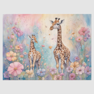 Papier Mousseline Giraffe Garden Pastel