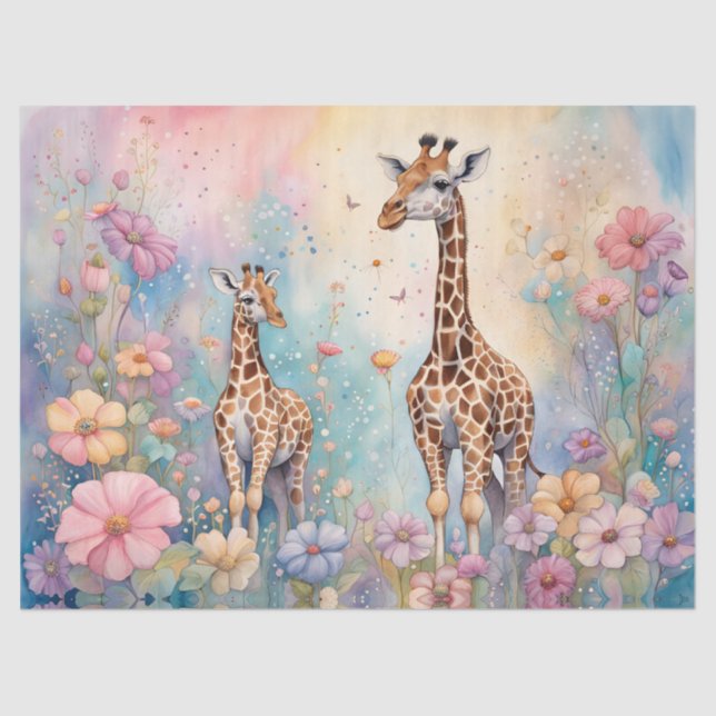 Papier Mousseline Giraffe Garden Pastel (Recto)