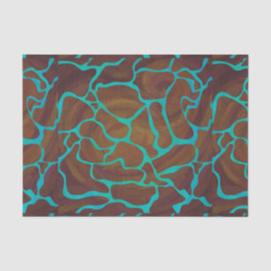 Papier Mousseline Giraffe Impression Brown et Turquoise