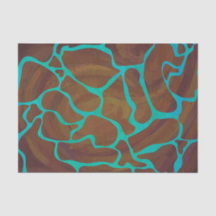 Papier Mousseline Giraffe Impression Brown et Turquoise