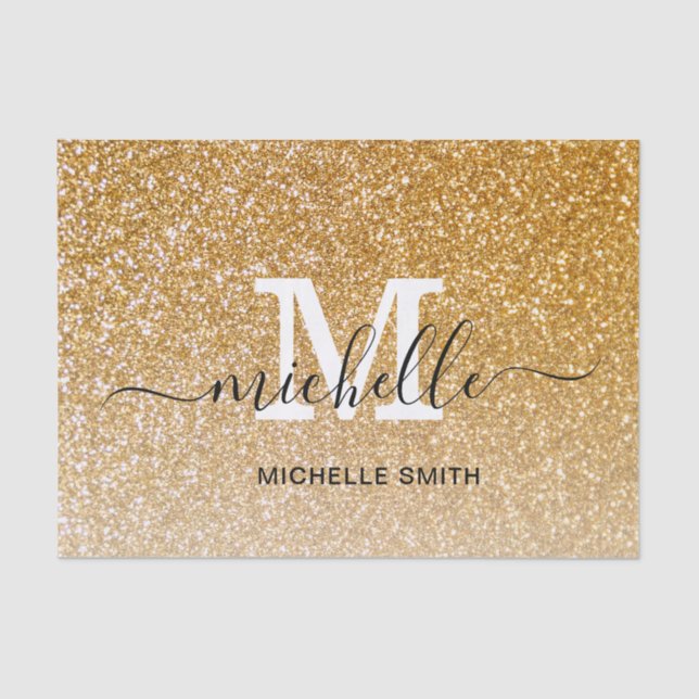 Papier Mousseline Girly Chic Féminin Monogramme Script  (Recto)