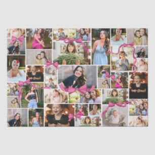 Papier Mousseline Girly Pink Bow 12 Photos Répétées Dans Un Collage