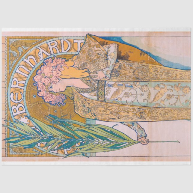 Papier Mousseline Gismonda, Sarah Bernhardt, Mucha (Recto)