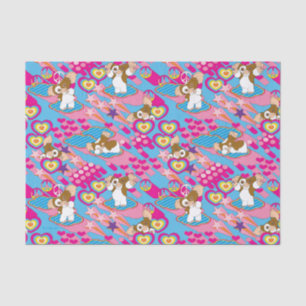 Papier Mousseline Gizmo Pink Peace & Love Pattern