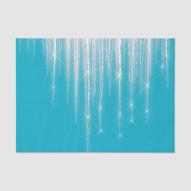 Papier Mousseline Glaçons de Noël Bleu Aqua (Recto)