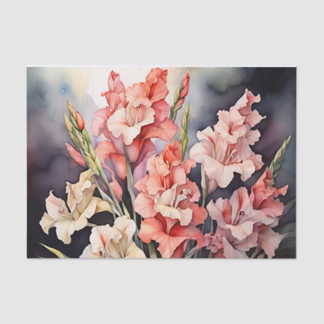 Papier Mousseline Gladiolus Botanique En Aquarelle (Recto)