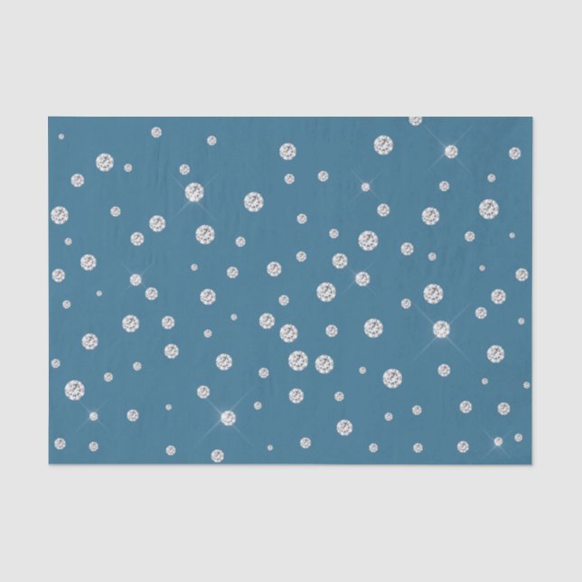 Papier Mousseline Glam Blue White Diamonds Réception de Mariage (Recto)