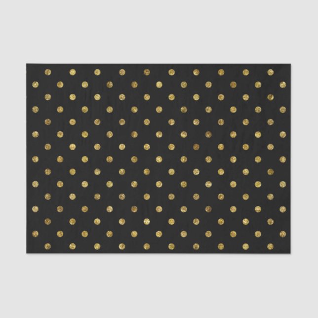Papier Mousseline Glam en or chic et Pois noirs (Recto)