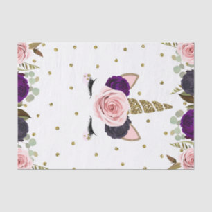 Papier Mousseline Glam floral foncé Parties scintillant or Unicorn A
