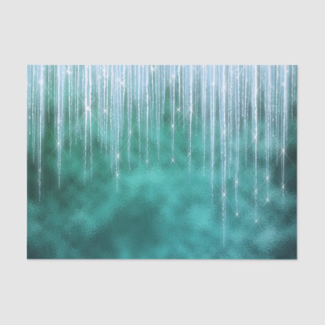 Papier Mousseline Glam Green White Icicles Noël (Recto)