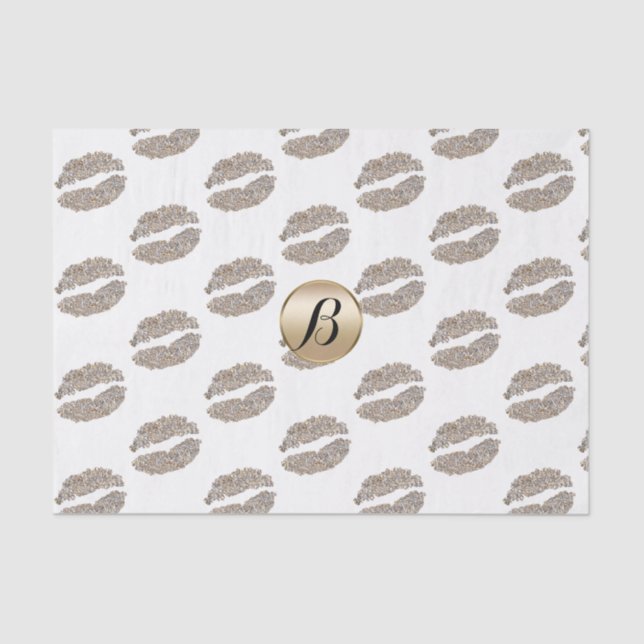 Papier Mousseline Glam Lièvres Kiss Glamor Chic Monogramme moderne (Recto)