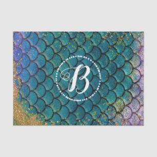 Papier Mousseline Glam Mermaid Balances de poisson Turquoise violet 