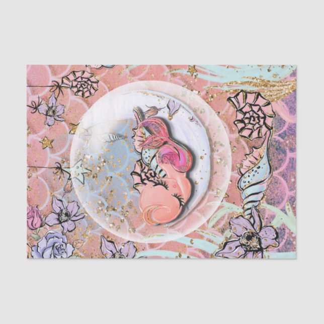 Papier Mousseline Glam Mermaid Girls Baby shower fête d'anniversaire (Recto)