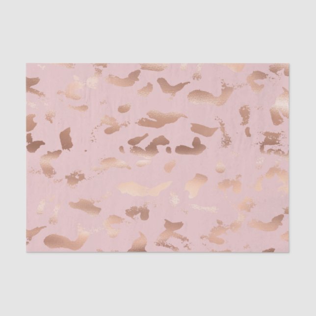 Papier Mousseline Glam Rose Gold Blush Abstrait Anniversaire (Recto)