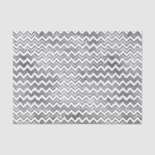 Papier Mousseline Glam Silver White Zigzag Stripes