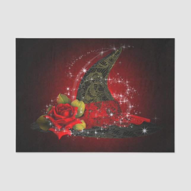 Papier Mousseline Glam Witch Casquette Lacy Black & Red Sparkle Part (Recto)