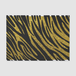 Papier Mousseline Glam Zebra Stripes & Gold Faux Parties scintillant
