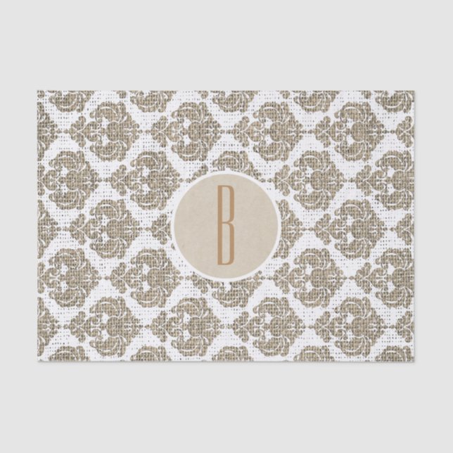 Papier Mousseline Glamor Rustique Burlap Royal Damask Chic Moderne (Recto)