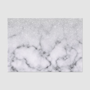 Papier Mousseline Glamorous Silver White Glitter Marble Gradient