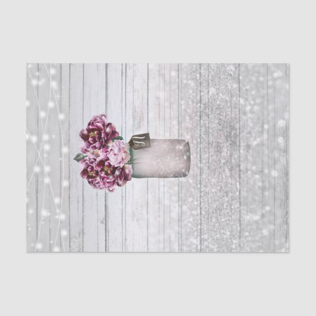 Papier Mousseline Glamour rustique Bois & Fleurs de pot Mason Bourgo (Recto)