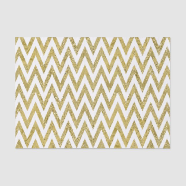 Papier Mousseline Glitterie or et blanc Chevron raypes (Recto)