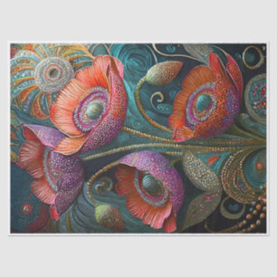 Papier Mousseline Glittering Poppy Love, Embellisted Garden Finery