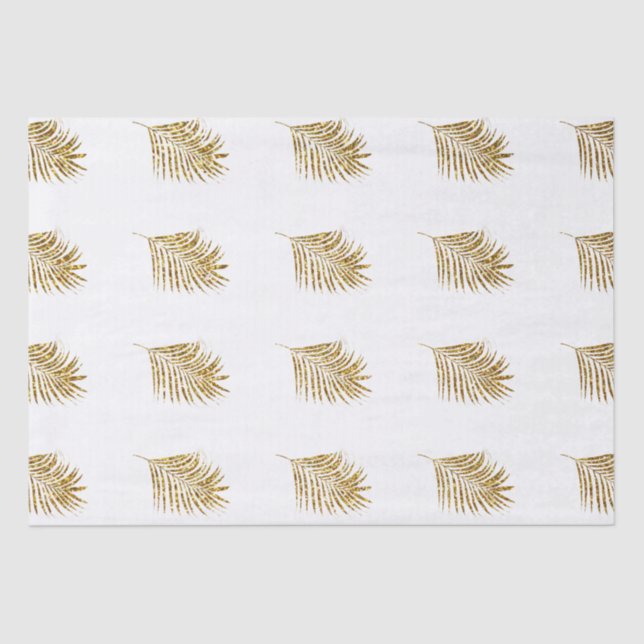 Papier Mousseline Glittery Gold Palms Mariages tropicaux Célébration (Recto)