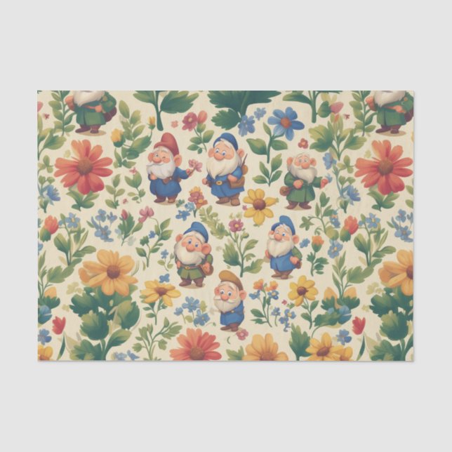 Papier Mousseline Gnome a flower motif design (Recto)