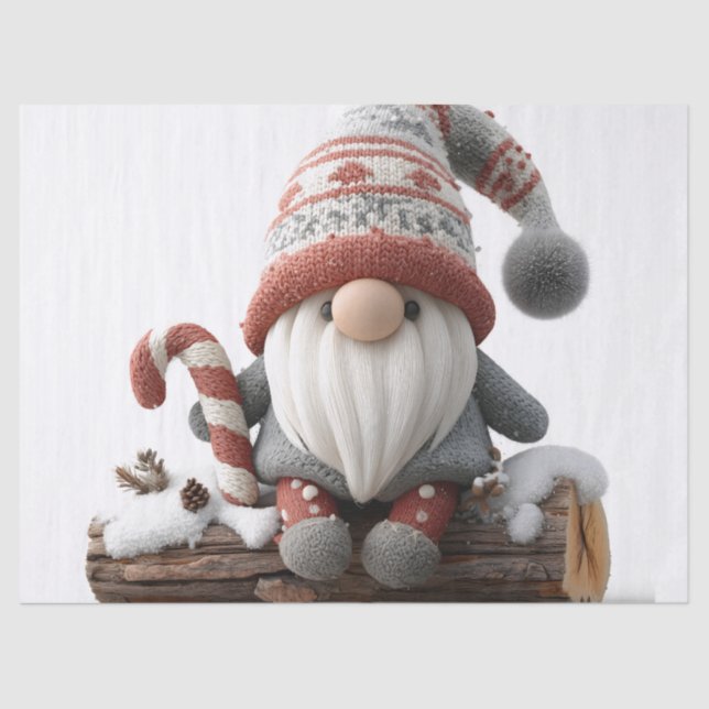 Papier Mousseline Gnome de Noël mignonne avec un Sucre de canne sur  (Recto)