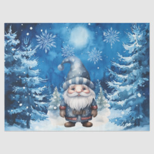 Papier Mousseline Gnome et flocons de neige bleu Whimsical