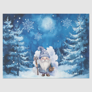 Papier Mousseline Gnome et flocons de neige bleu Whimsical
