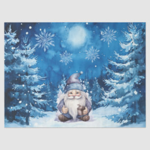 Papier Mousseline Gnome et flocons de neige bleu Whimsical