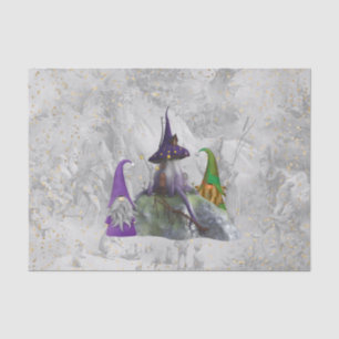 Papier Mousseline Gnome Purple House Gold Confetti Decoupage