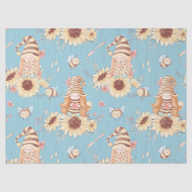 Papier Mousseline Gnomes, abeilles et tournesols (Recto)
