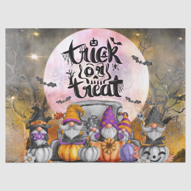 Papier Mousseline Gnomes d'aquarelle d'Halloween (Recto)