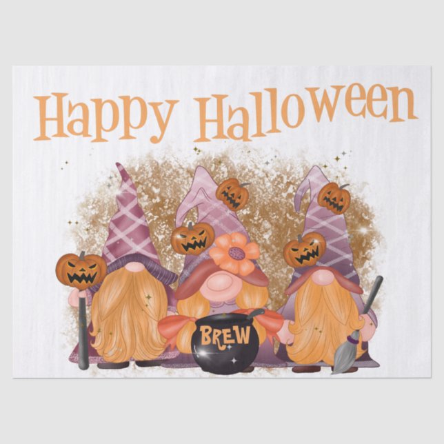 Papier Mousseline Gnomes d'aquarelle Halloween Brew (Recto)